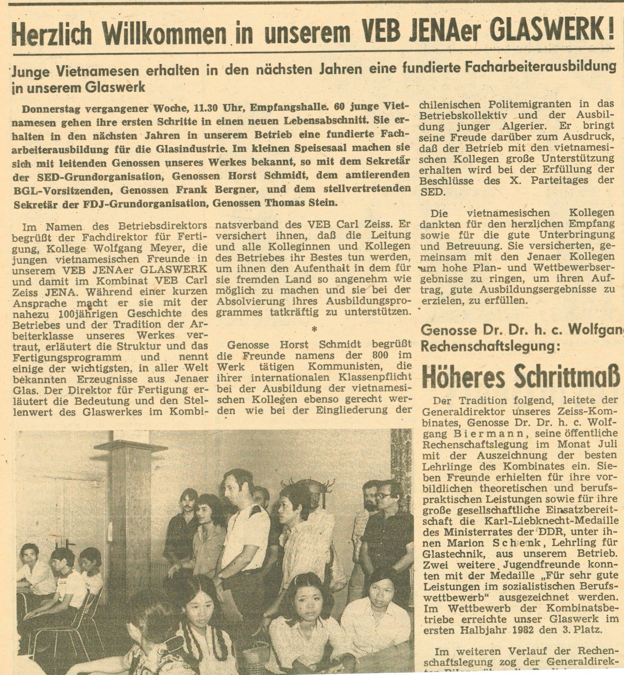 Der Glasmacher, Betriebszeitung der Jenaer Glaswerk GmbH, 21. Juli 1982, SCHOTT Archiv