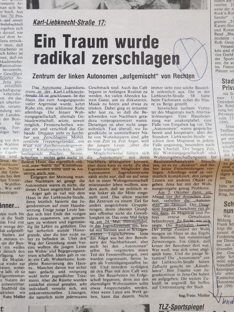 Thüringische Landeszeitung (TLZ), 23. Oktober 1990
